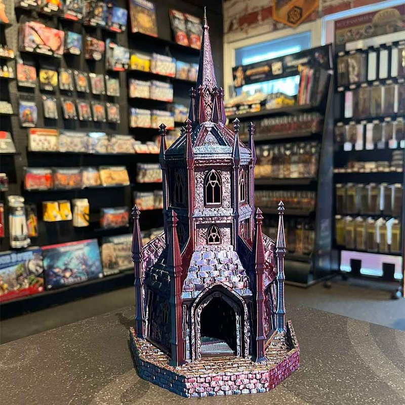 3D Printed Dice Tower – Vampire Citadel (Rainbow)