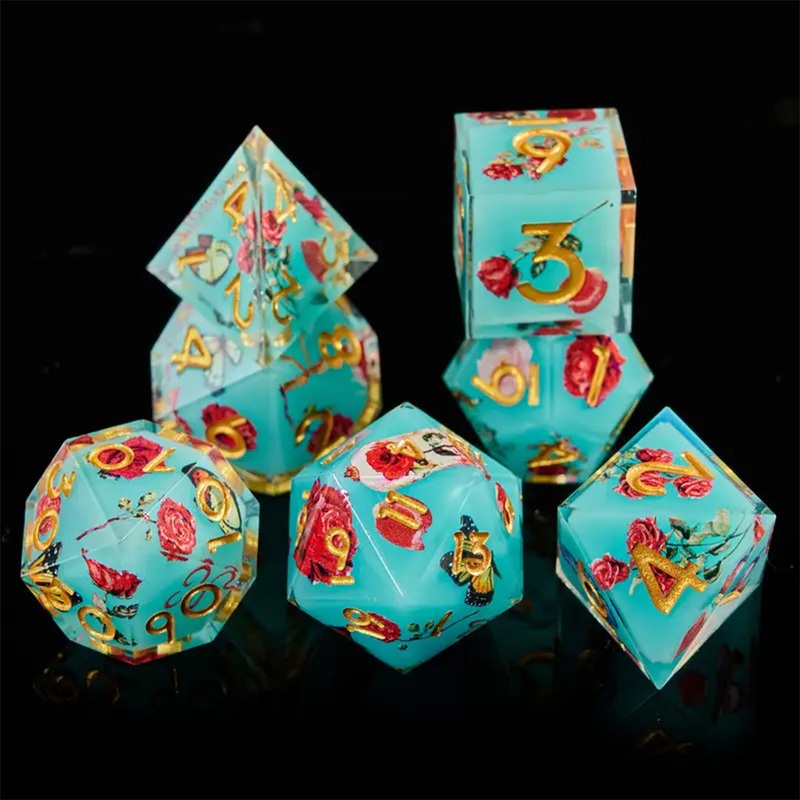 Secret Garden – Handcrafted Sharp Edge Dice Set & Dice Case