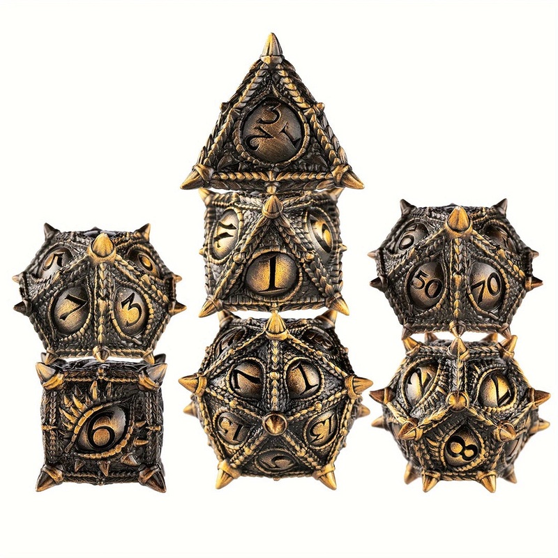 Awakened Wyrm – 7 Piece Metal Polyhedral Dice Set & Dice Case