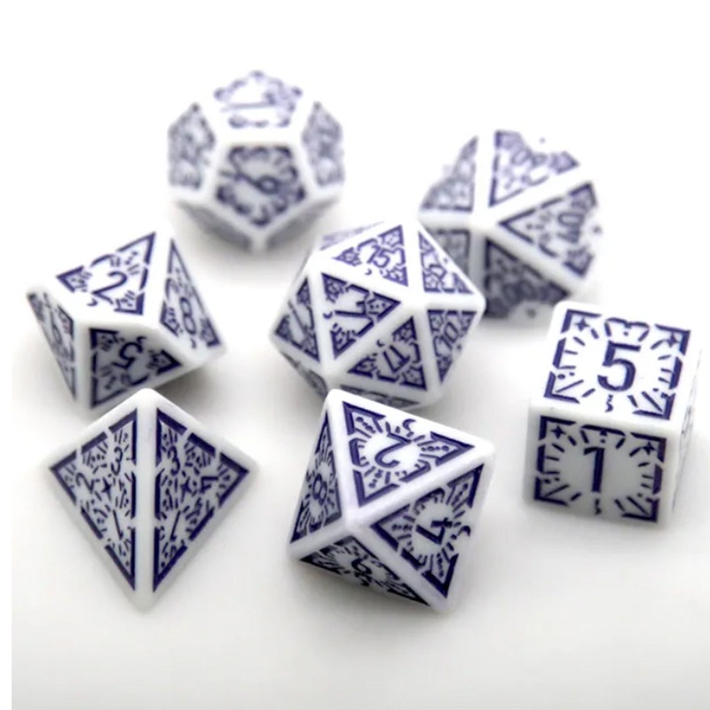 Purple Dawn – 7 Piece Polyhedral Dice Set + Dice Bag