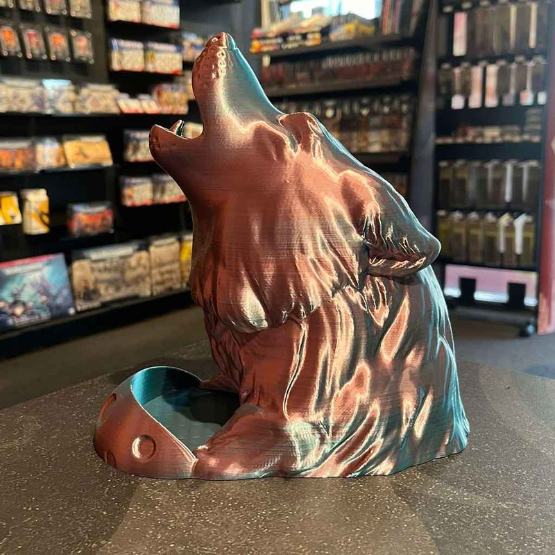 3D Printed Dice Tower – Wolf (Pink/Teal)