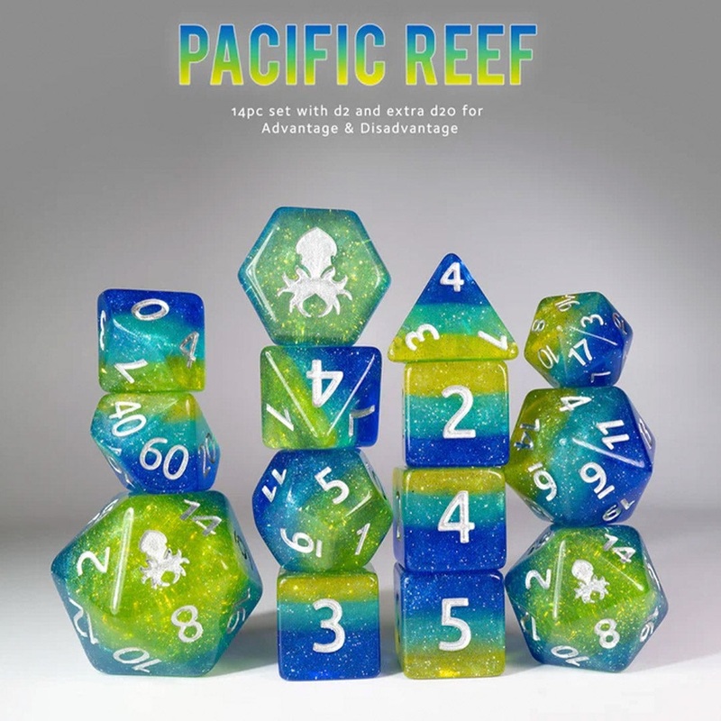 Pacific Reef – 14pc Dice Set by Kraken Dice