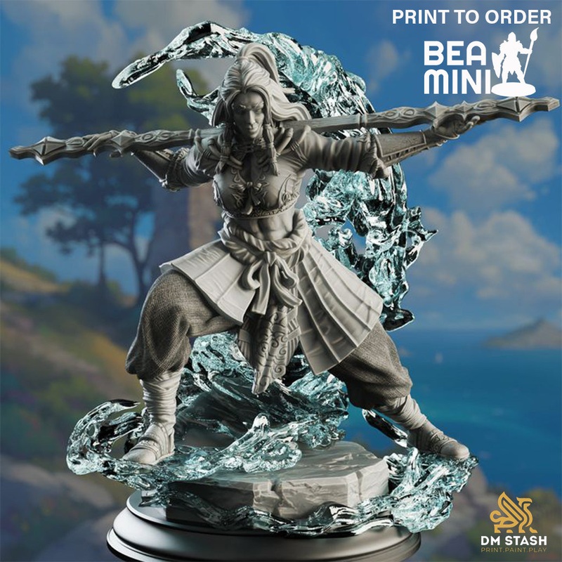 Water Genasi Elements Monk – Kitarlia | BeaMini Print to Order Miniatures