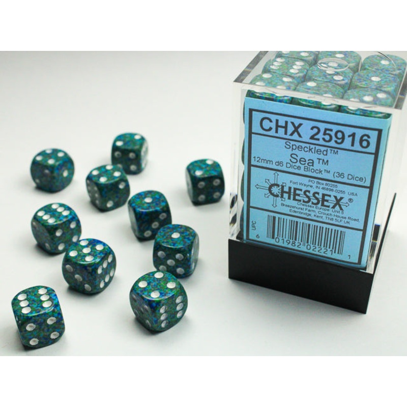 Chessex 12mm d6 Dice Block – Speckled Sea (36 dice)