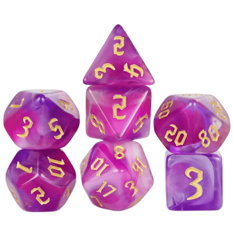 Dkklfar Dreams – 7 Piece Polyhedral Dice Set + Dice Bag