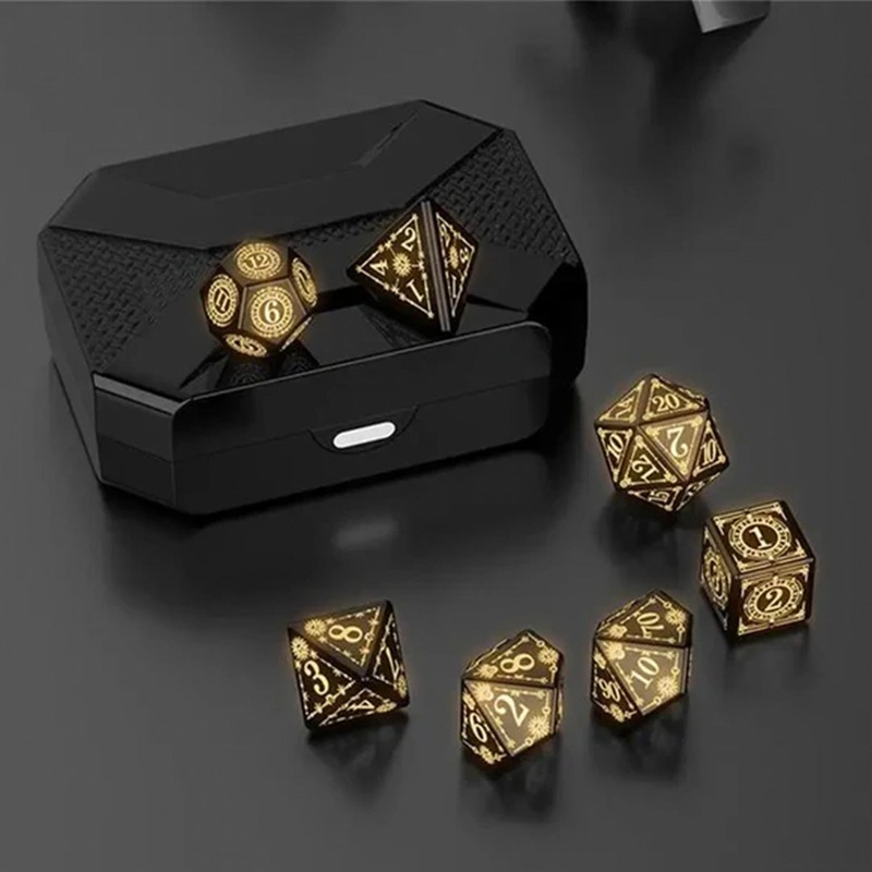 Holy Radiance LED Dice – Rechargeable Light Up Dice – 7 Piece Dice Set