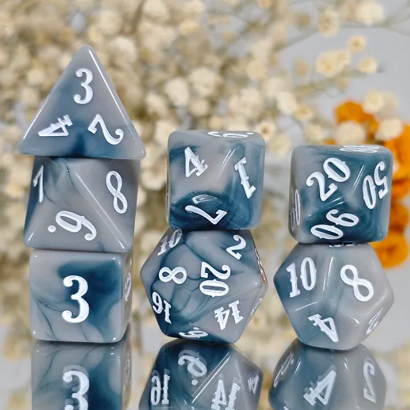 Ice Fortress – 7 Piece Polyhedral Dice Set + Dice Bag