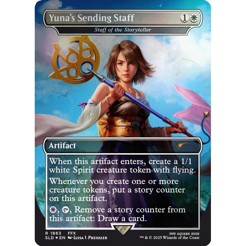 Yuna’s Sending Staff – Staff of the Storyteller (Rainbow Foil) [Secret Lair Drop Series]