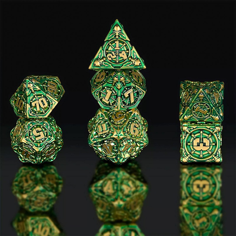 Eldritch Generator – 7 Piece Metal Polyhedral Dice Set & Dice Case