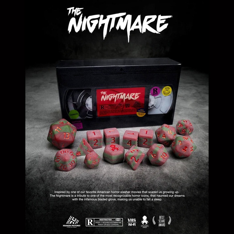 “The Nightmare” – 14pc Horror Themed Dice Set by Kraken Dice