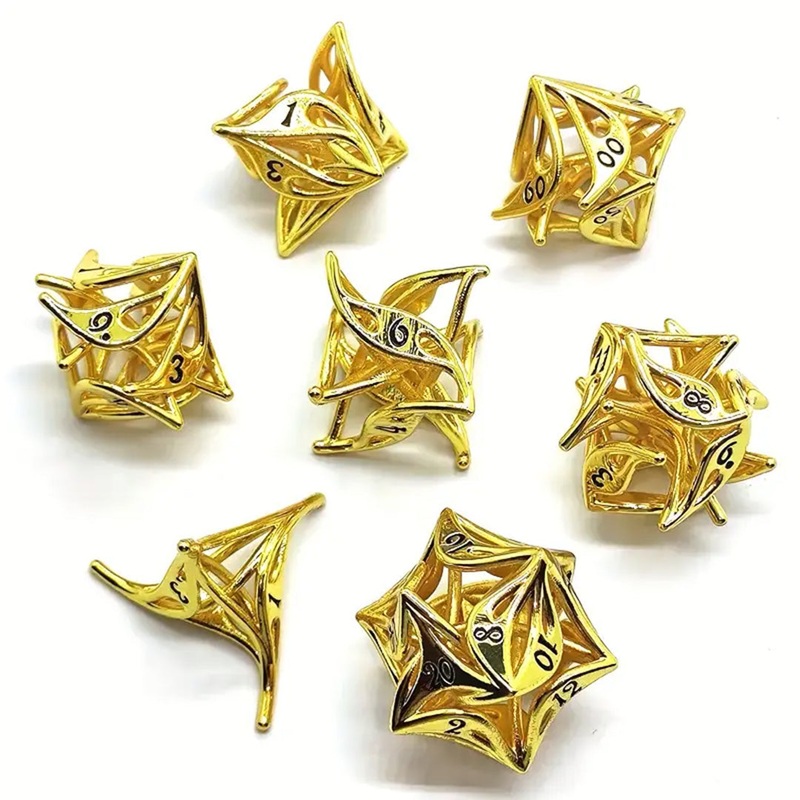 Summer  – 7 Piece Hollow Metal Polyhedral Dice Set & Dice Case