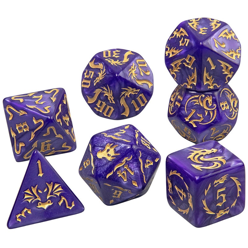 Magic Dragon – 7 Piece Polyhedral Dice Set + Dice Bag