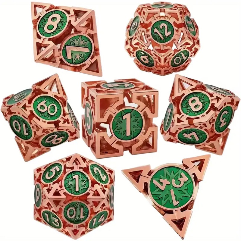 Brothers In Arms – 7 Piece Hollow Metal Polyhedral Dice Set & Dice Case