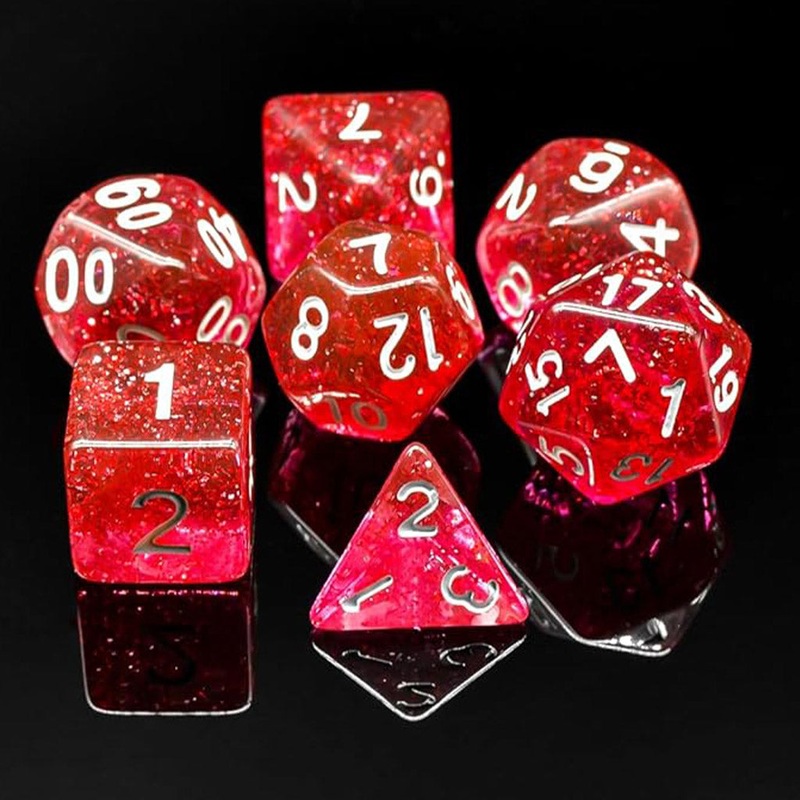 Glitterpop – 7 Piece Polyhedral Dice Set + Dice Bag