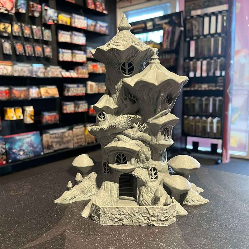 3D Printed Dice Tower – Fairy House (Grey)