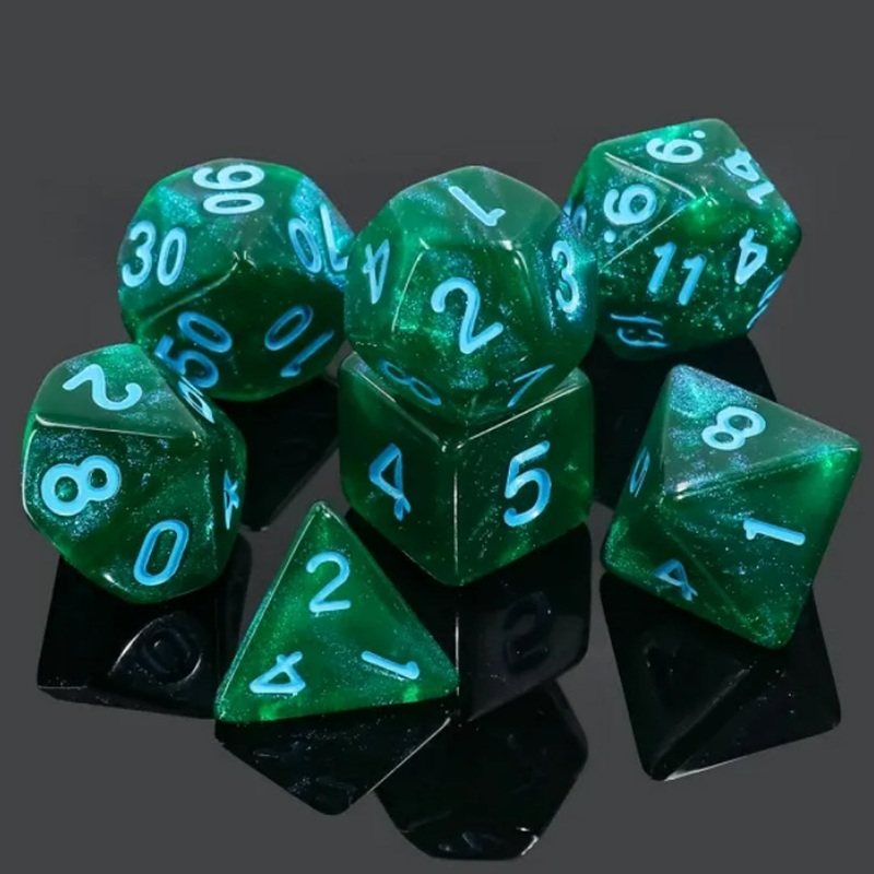 Loch Ness – 7 Piece  Polyhedral Dice Set + Dice Bag