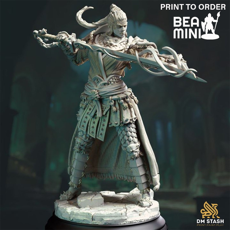Yuan-Ti Pureblood Spellsword – Saori | BeaMini Print to Order Miniatures