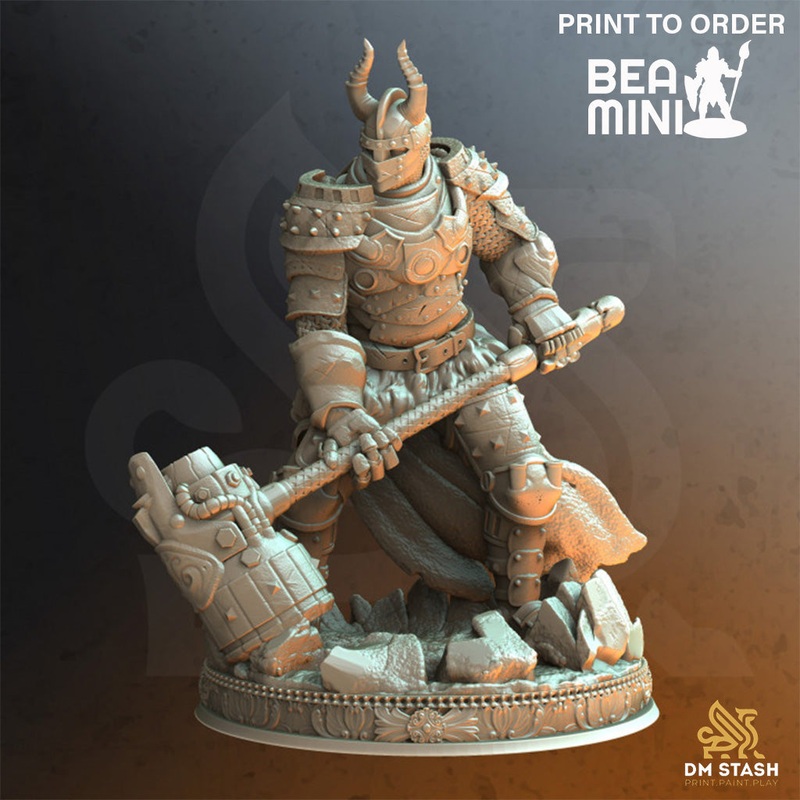 Barnard Mjolnir – Human Fighter | BeaMini Print to Order Miniatures