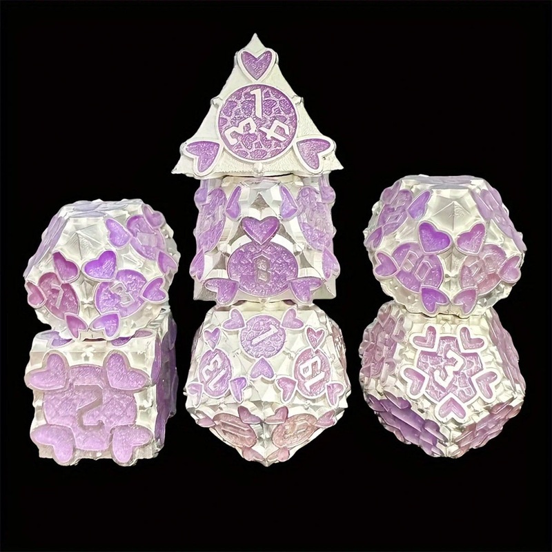 Love & Adventure – 7 Piece Metal Polyhedral Dice Set