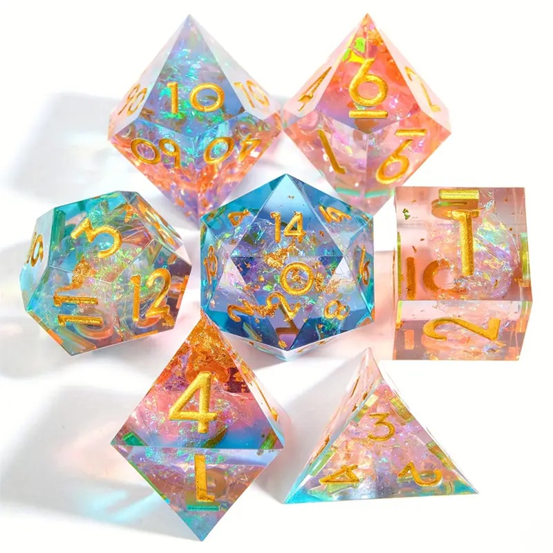 Horizons Dream – Handcrafted Sharp Edge Dice Set & Dice Case