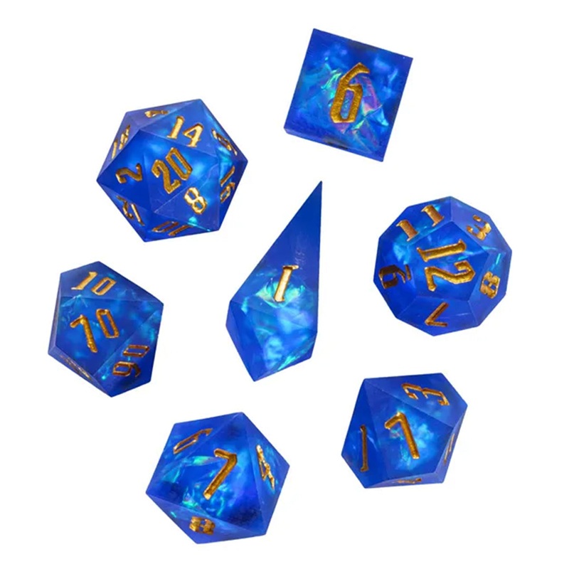 Oceans Embrace – Handcrafted Sharp Edge Dice Set & Dice Case