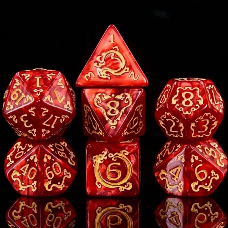 Nessarose – 7 Piece Polyhedral Dice Set + Dice Bag