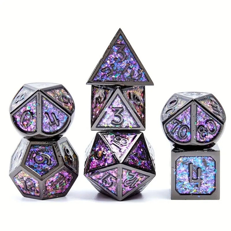 Seraphim – 7 Piece Metal Polyhedral Dice Set & Dice Case