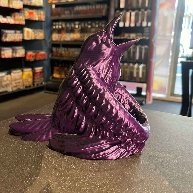 3D Printed Dice Tower – Raven (Black/Purple)