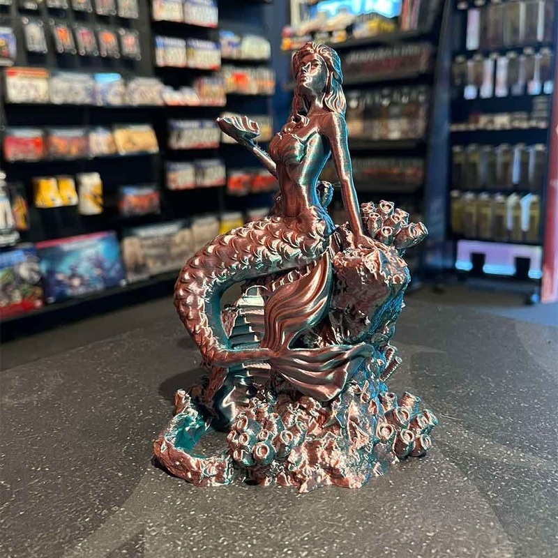 3D Printed Dice Tower – Mermaid (Pink/Teal)
