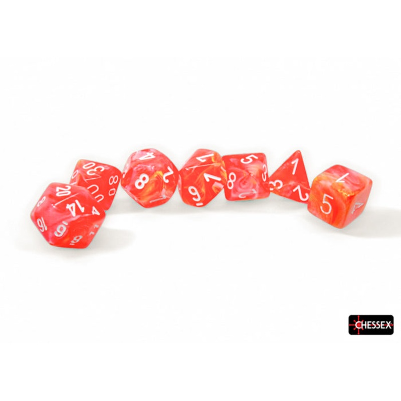 Chessex Dice Festive Dahlia/white Luminary Polyhedral 7-Dice Set